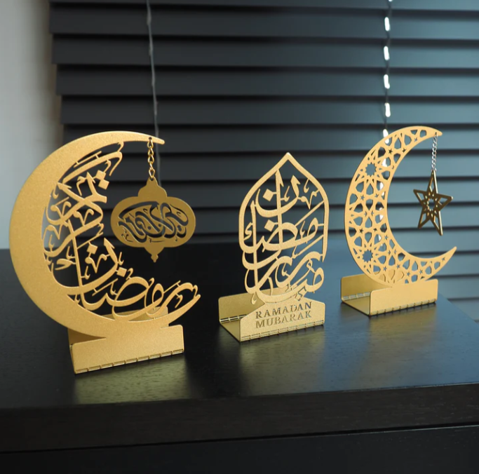 benjashop – wholesale Candle holder – Ramadan Mubarak 3-Piece Metal Candle Holder Set6