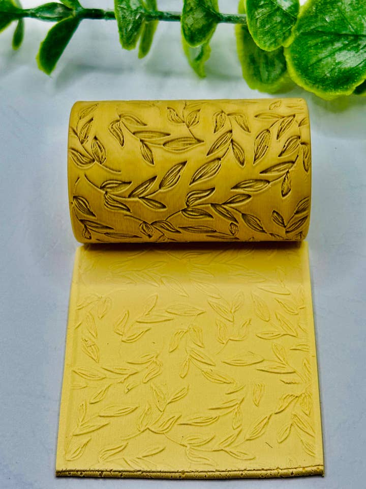 Flowy Leaves Polymer Clay / Cookie Dough Texture Roller for wholesale by CaliLu Clay Co.