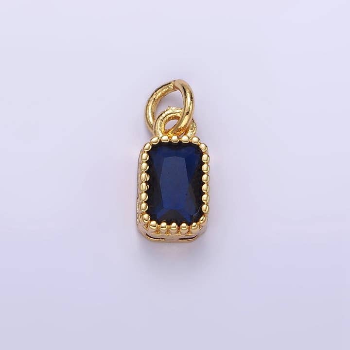 Aim Eternal – Engroshandel Vedhæng/charm – 16K forgyldt multifacetteret rektangulært anheng med fødselssten CZ - personlig | N1074 - N1082