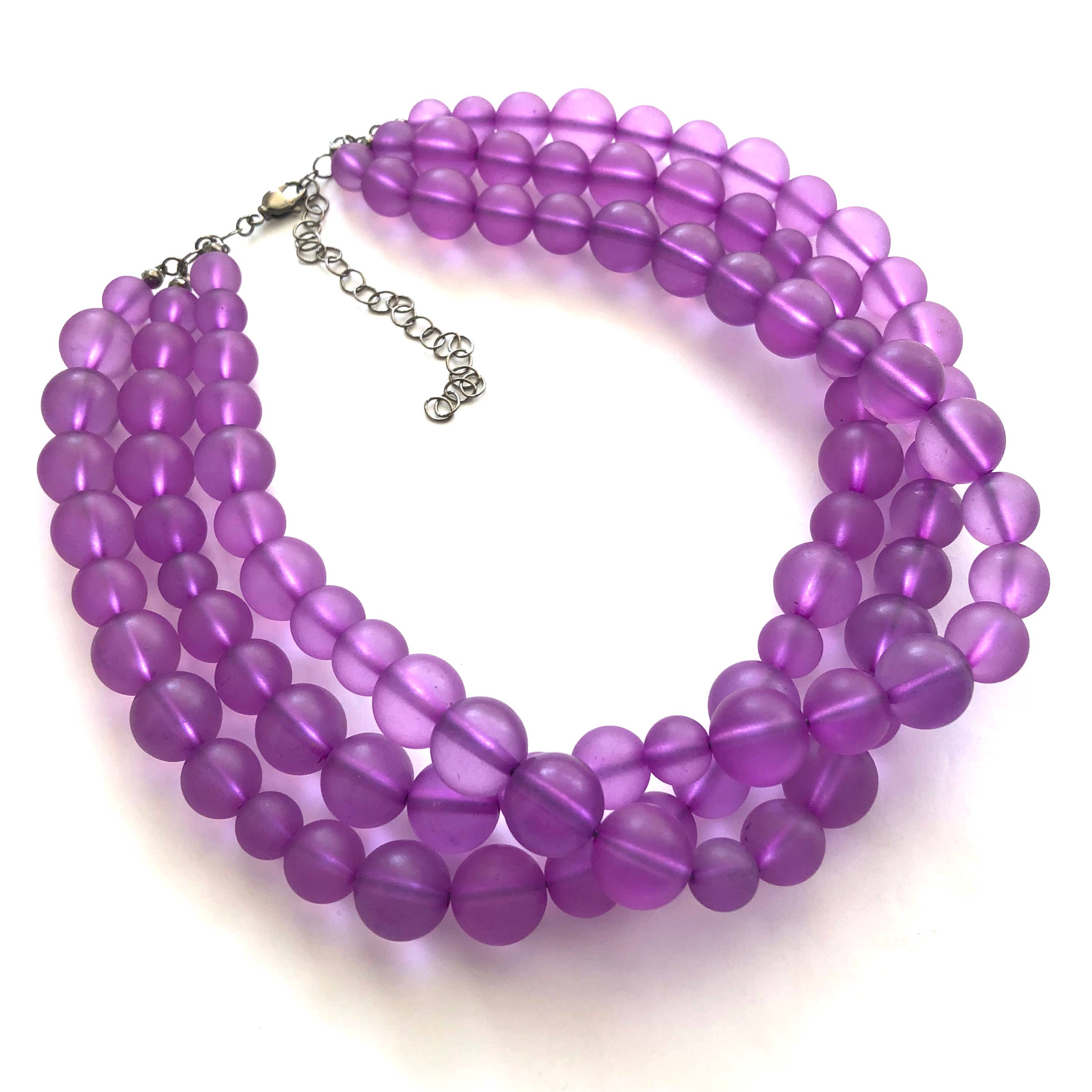 Leetie Lovendale - Wholesale Beaded/Pearl Necklace - Purple Frosted Beaded Multi Strand Morgan Necklace2