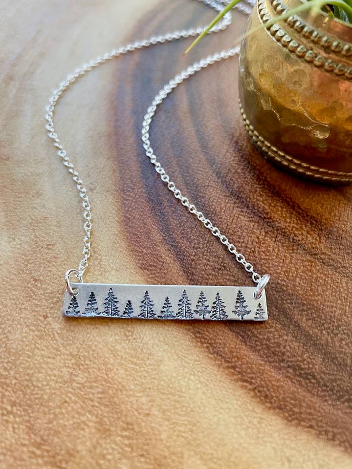 Into The Wild Hand Stamped Bar Necklace for wholesale by Adventures in Bloom