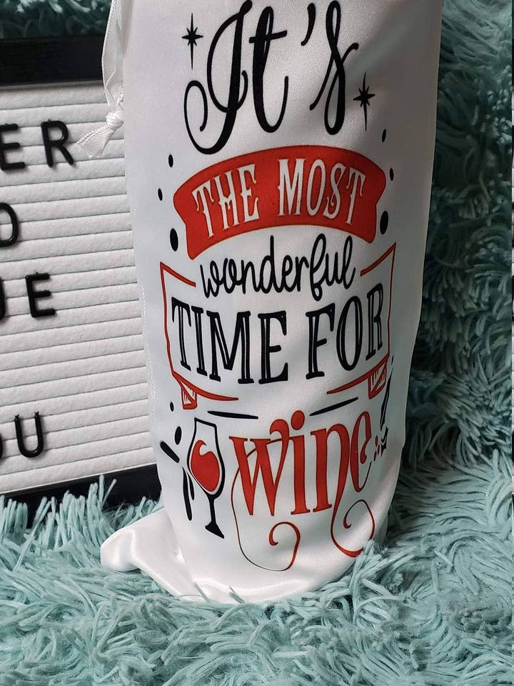 It's the most wonderful time for Wine, Wine Gift Bag for wholesale by Glitter and Glue 4 You