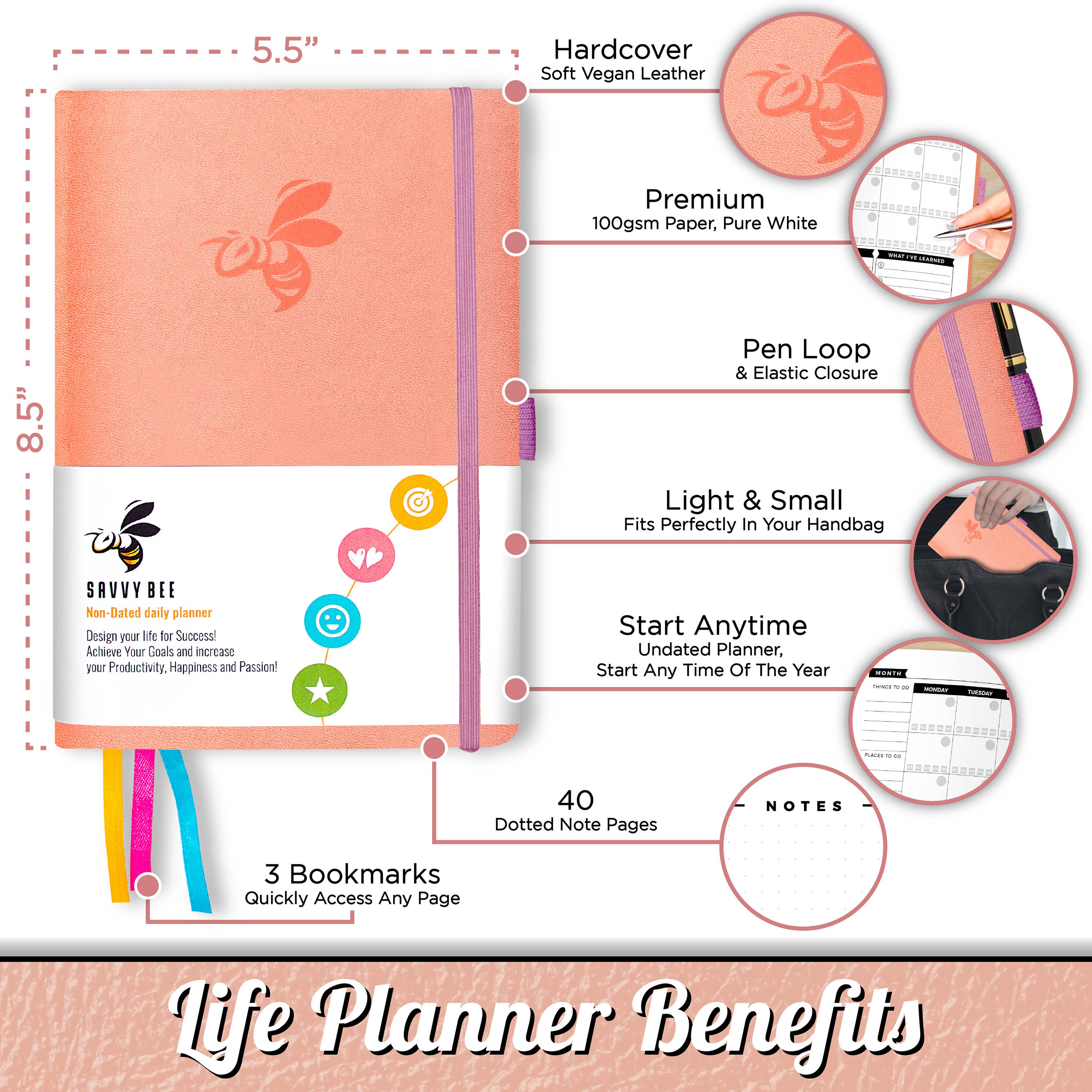 Savvy Bee – wholesale Planner – Savvy Bee Daily Planner - Pink2