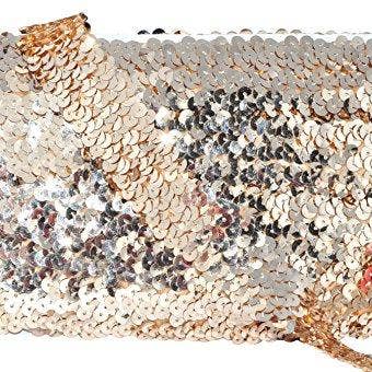 Mandala Crafts – Engroshandel Håndværk forsyninger – Mandala Håndværk Elastisk Paillet, Flad Glitter Stretch Bling Paillette Stof Bånd, Metallisk Applikation Trim Blonder til Kjole Pynt, Pandebånd38