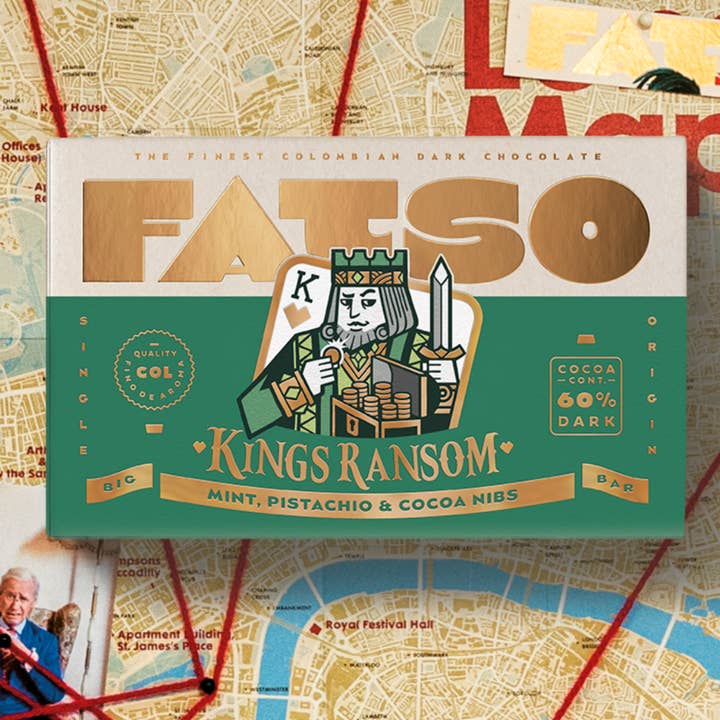 Fatso - Wholesale Chocolate Bar - KING'S RANSOM 150g- 60% Dark chocolate vegan chunky bar