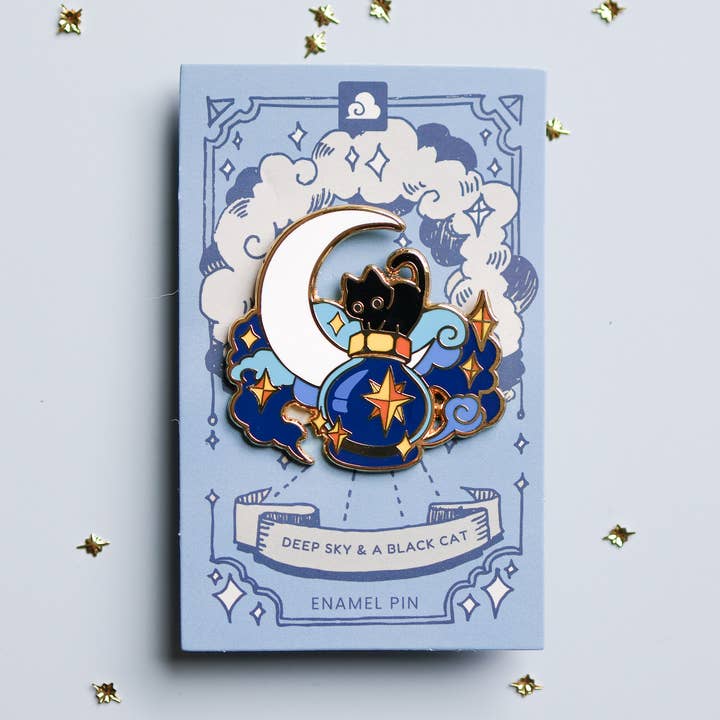 Enamel Pin - Deep Sky and a Black Cat for wholesale by Thousand Skies