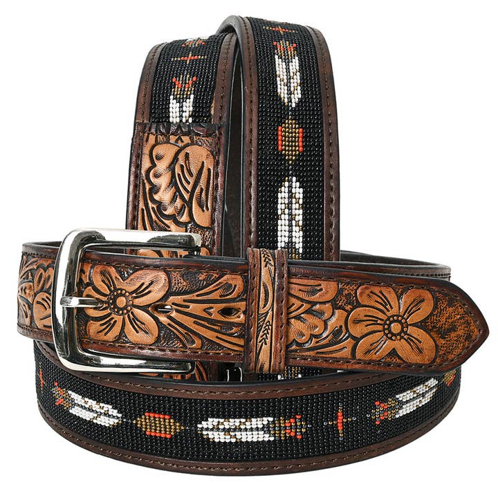 HILASON - Wholesale Belt - Unisex - HILASON Western Genuine Leather Belt for Men Women Cowboy Cowgirl Handmade Unisex Full Grain Heavy Duty Tooled Beaded Belt
