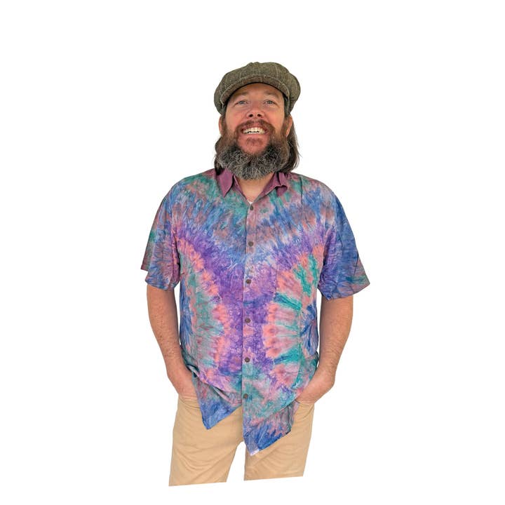 2465 Men's Tie Dye Short Sleeve Shirt for wholesale by Blue Sky