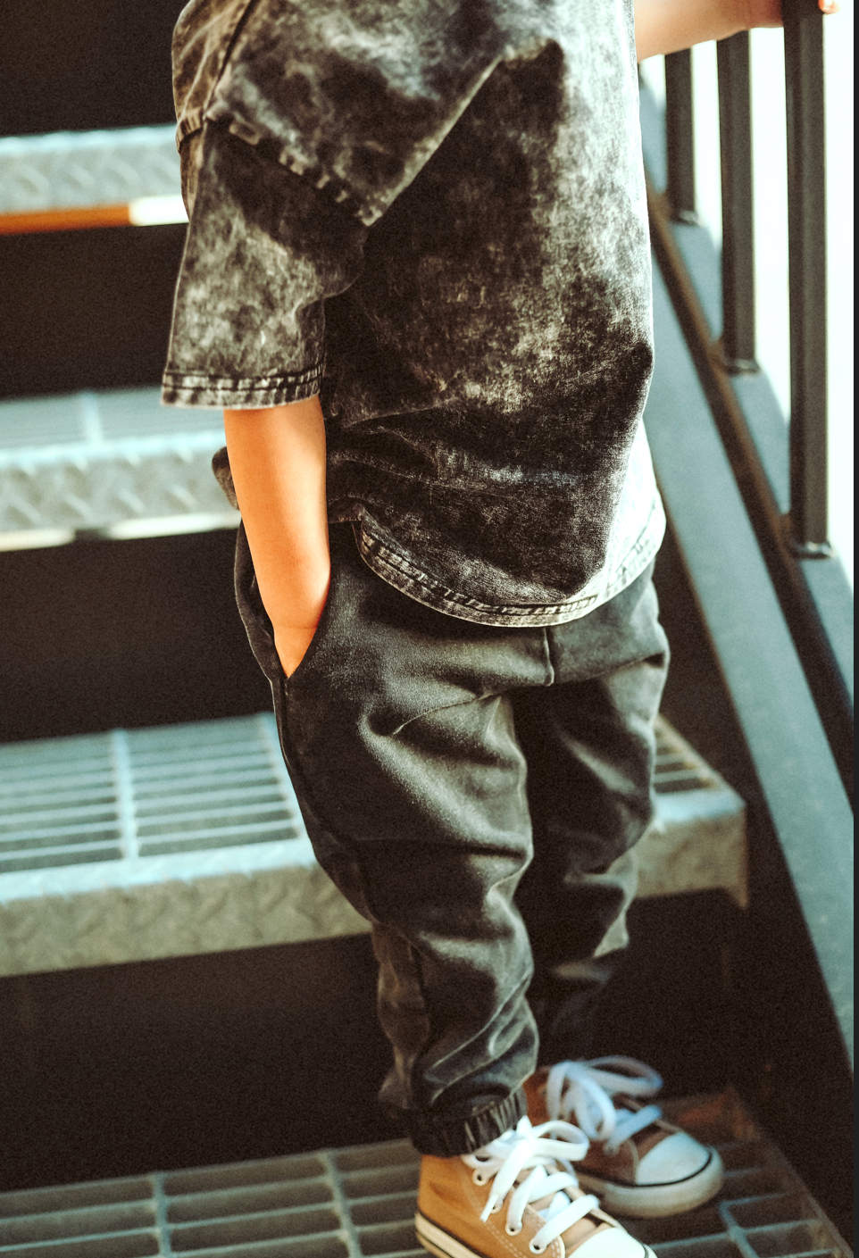 Lucky Link - Wholesale Lounge Sweatpants/Joggers - Kids - Black Acid Wash Joggers2