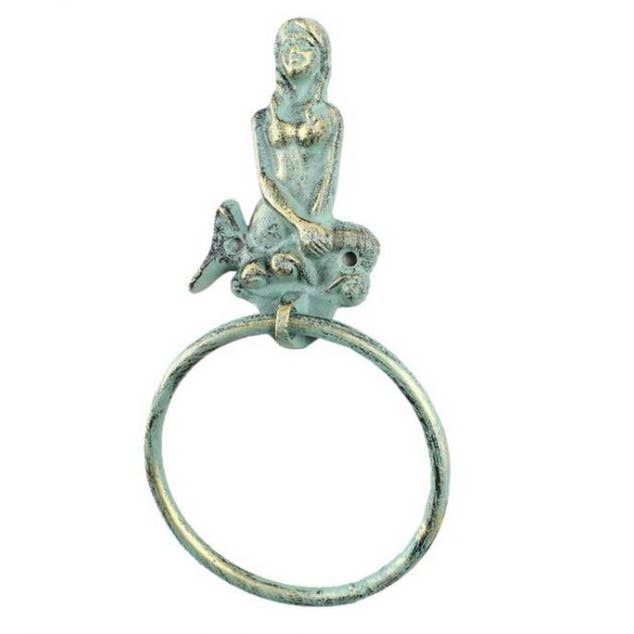 Hampton Ironworks - Wholesale Towel Holder/Hanger - Antique Bronze Cast Iron Mermaid Towel Holder 8.5"2
