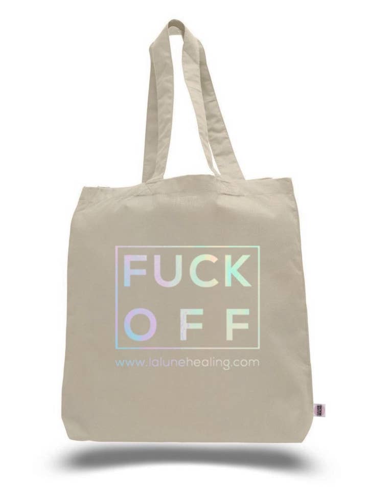 Holographic Tote - " F*ck Off" for wholesale by La Lune Healing