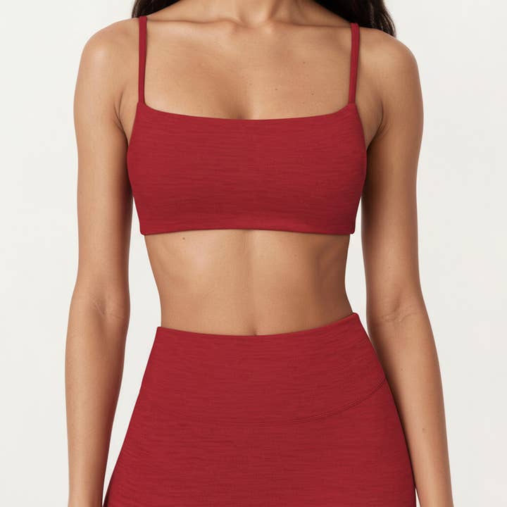 Active by Anna-Kaci - Wholesale Bralette - Women's - Seamless Rib Knit Bralette Top with Adjustable Spaghetti Str7