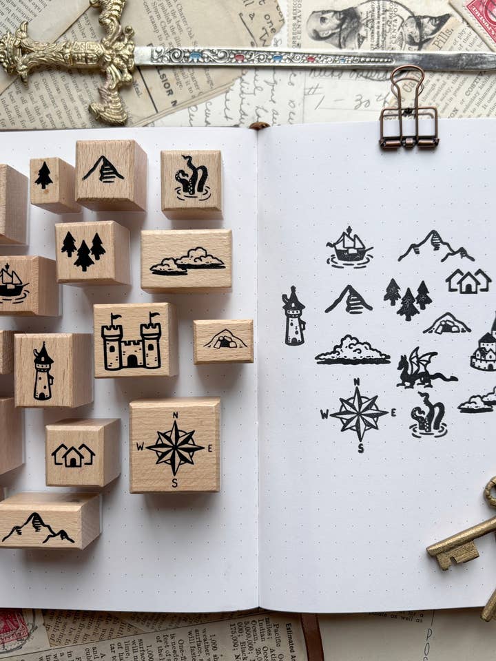 Fantasy map stamp kit for wholesale by The Creeping Moon