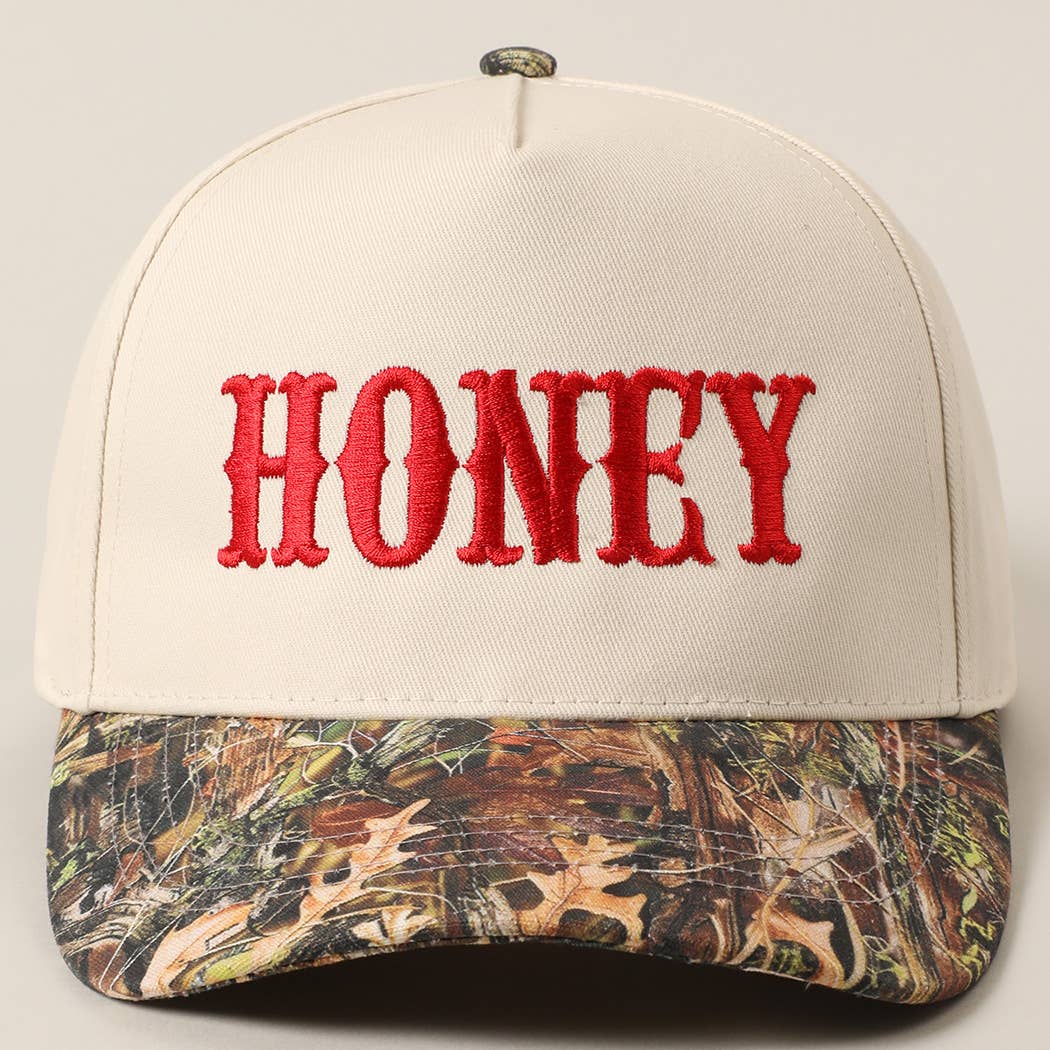 Fashion City - Wholesale Trucker Hat - Unisex - HONEY Lettering Embroidery Camo Two-Tone Cap5