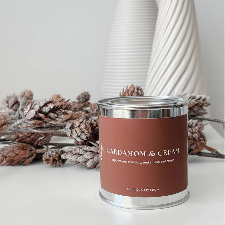 Honey Candle Studio - Wholesale Jar/Filled Candle - Cardamom & Cream - 8oz Soy Candle Holiday / Christmas Decor0