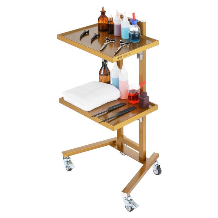 2 Tier Rolling Lab Cart with Drawers and Silent Wheels Golde for wholesale by 39F Inc.