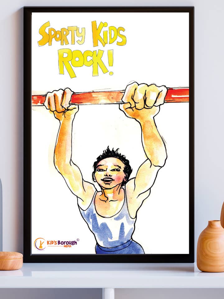 Patrick Gymnastic, ¡los niños deportivos rockean! Arte de pared para venta al por mayor de Kid's Borough Media