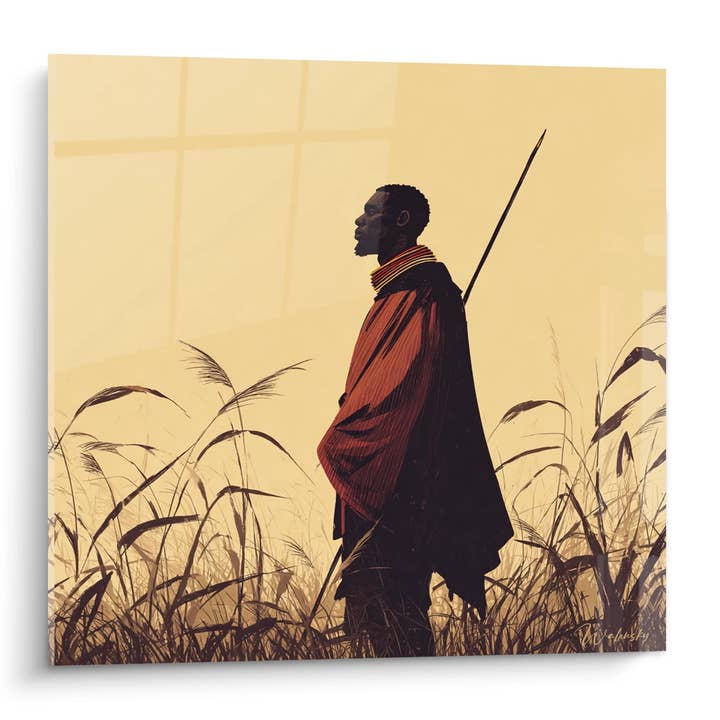 Masai Warrior Painting - Sentinel of the Savannas - African Culture Edition for wholesale by Walensky