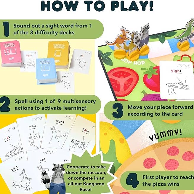 Clever Noodle - Wholesale Board Game - Kangaroo Cravings. A learn-to-read board game.3