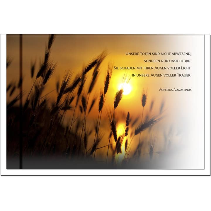 metALUm sympathy card B6 – Condolence card with sun motif and quote by Aurelius Augustinus for wholesale by metALUm