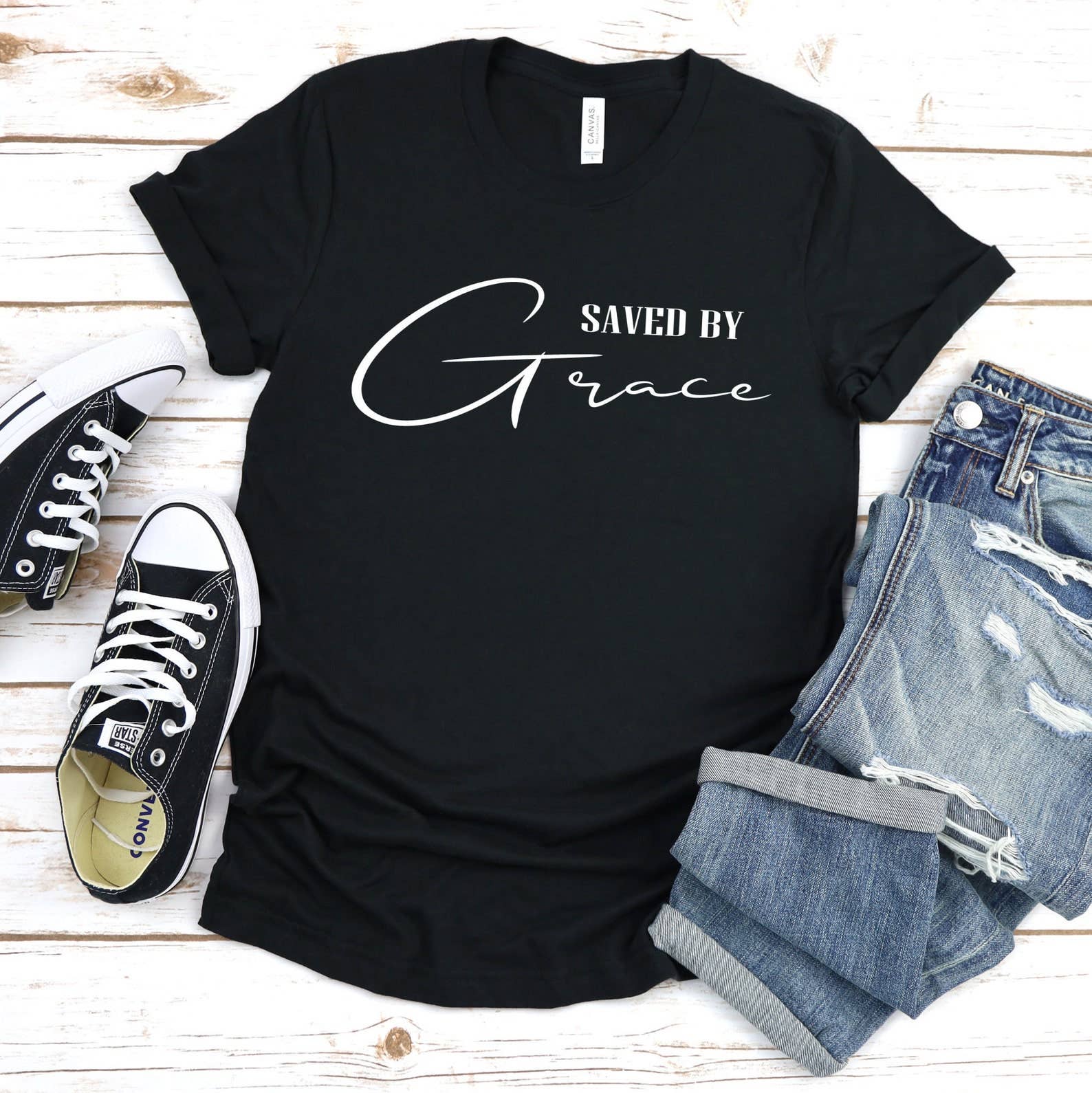 VibeClothing - Wholesale Screen Printed T-Shirt - Women's - Saved By Grace T-shirt