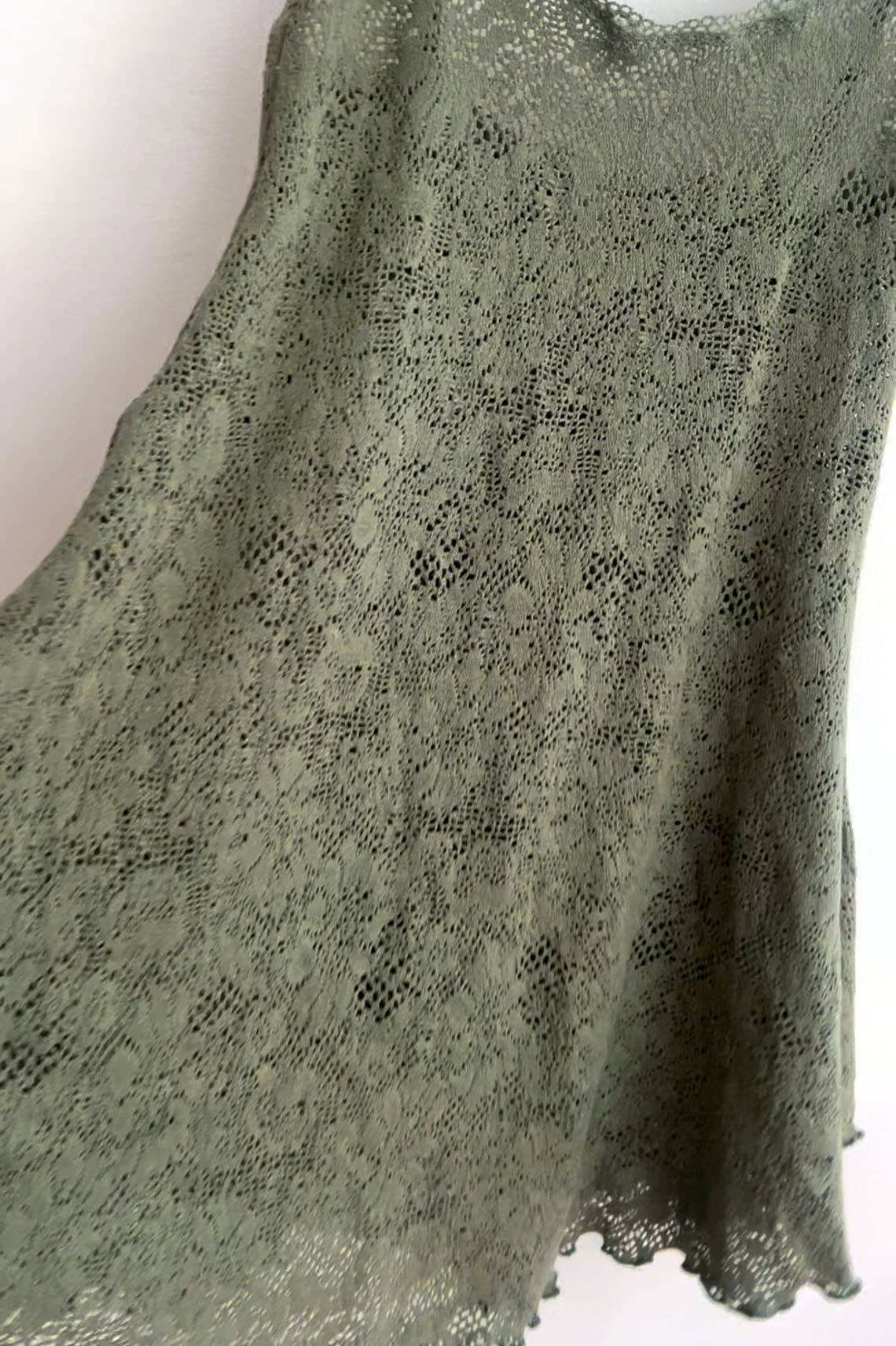 Clare Bare - Wholesale Dress - Women's - Moonshadow Slip Dress in Stretch Sage Cotton Crochet Knit1