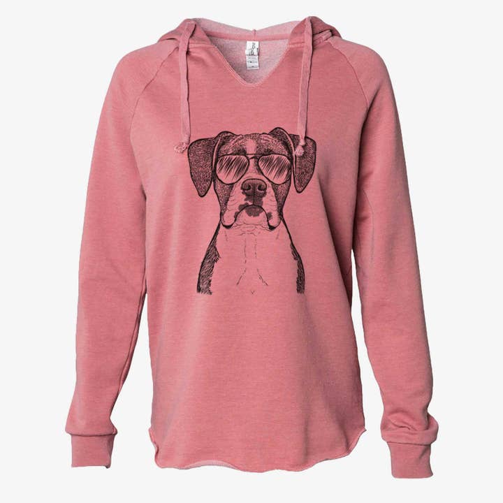 Aviator Annie the Boxer - Cali Wave Hooded Sweatshirt for wholesale by Inkopious