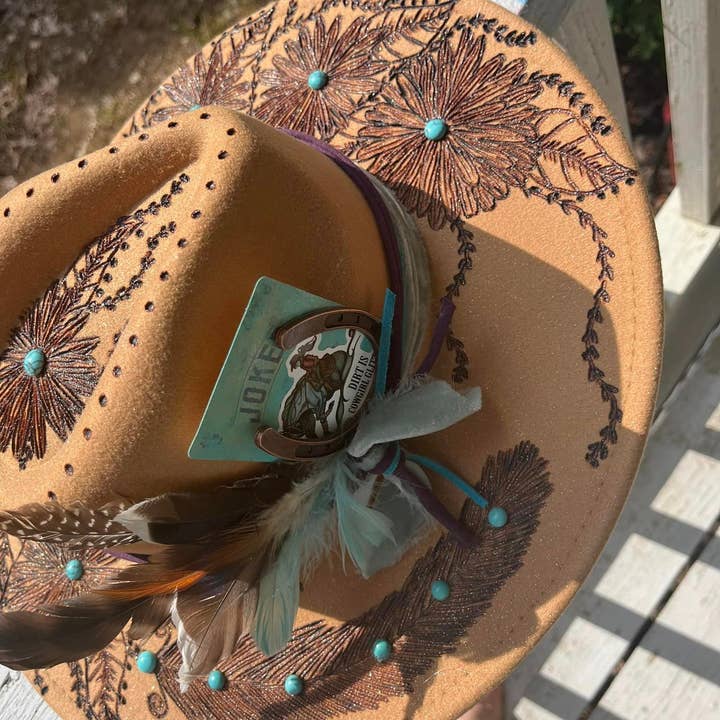 Feathered Gypsy Custom Hats and Boutique - Wholesale Cowboy Hat - Women's - Cowgirl Glitter Burnt Rancher Hat