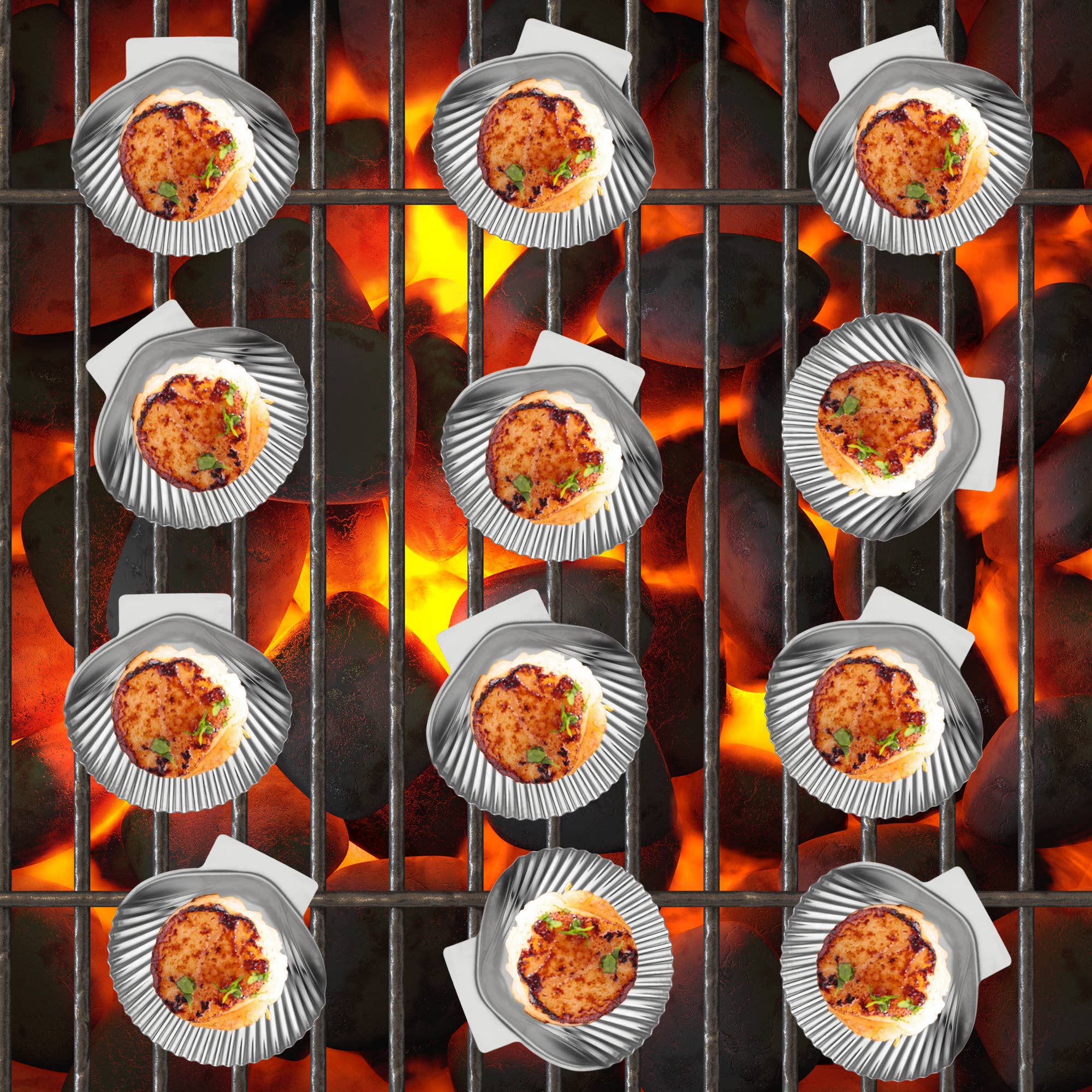Fox Run Brands - Wholesale Outdoor Grill Tools - Outset Grillable Sea Shells, Set of 12, 3.25" x 3.5"2