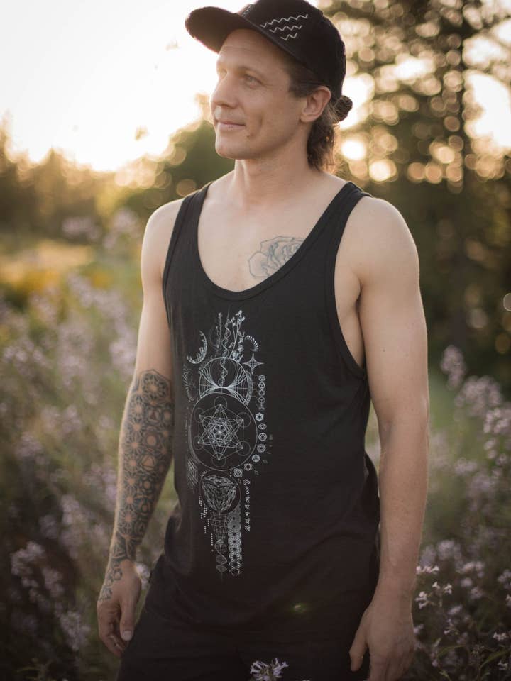 Débardeur spirituel à géométrie sacrée en bambou et coton biologique pour la vente par Sacred State Design