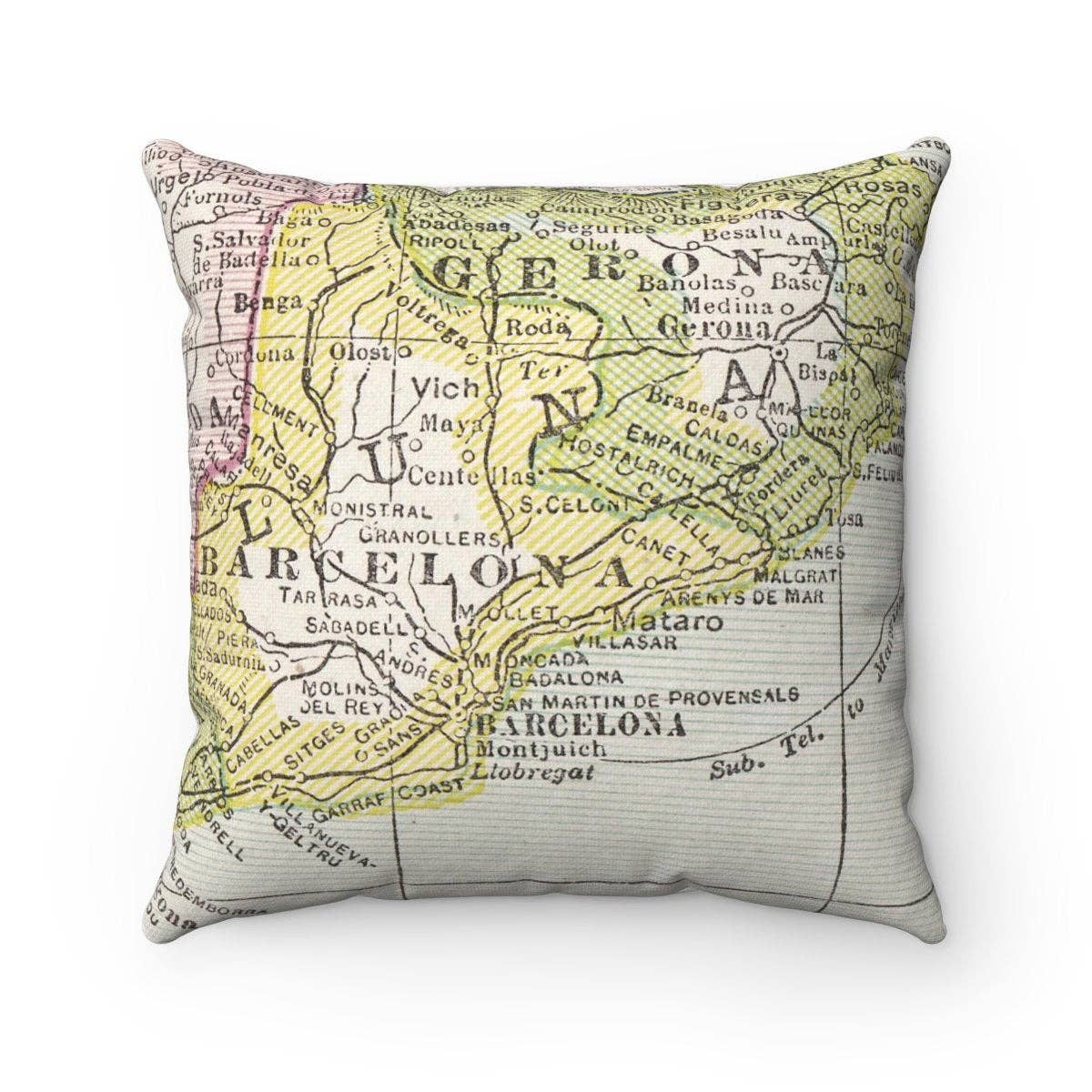 Daisy Mae Designs - Wholesale Throw/Decorative Pillow - Barcelona Spain Map Decorative Pillow Throw Pillow