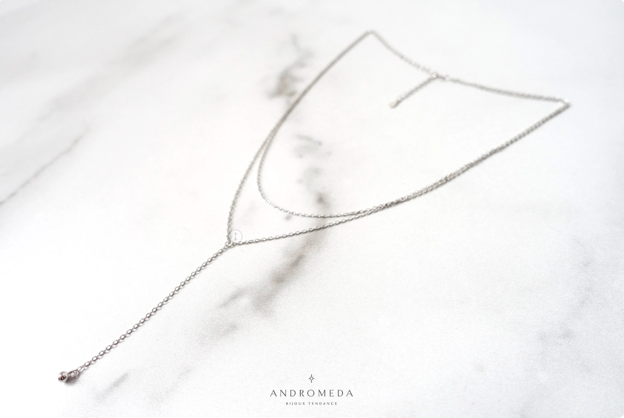 Andromeda Bijoux - Wholesale Y-Neck/Lariat Necklace - Layered Double Strand Y Necklace in 925 Sterling Silver1