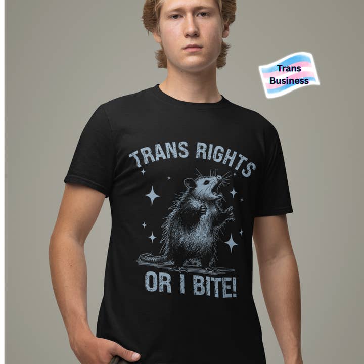 Trans Rights or I Bite T-shirt for wholesale by Kennidi Co.
