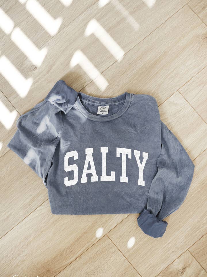 SALTY Mineralvasket langærmet grafik for engroshandel hos OAT COLLECTIVE