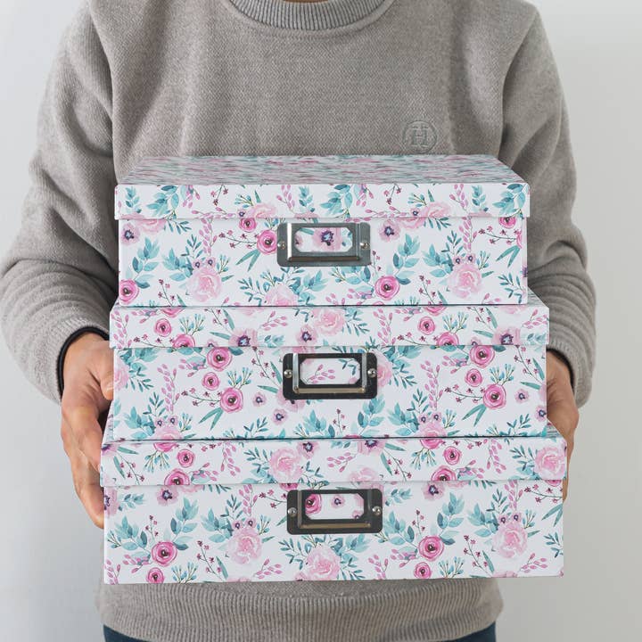 Soul & Lane - Wholesale Decorative Box - Set of 3 Floral Decorative Boxes with Lids for Documents6