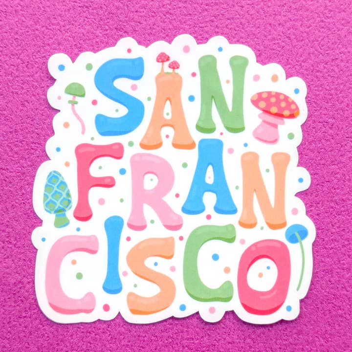 San Francisco City Vinyl Sticker - Mushrooms | Bay Area for wholesale by Ham Eye Am