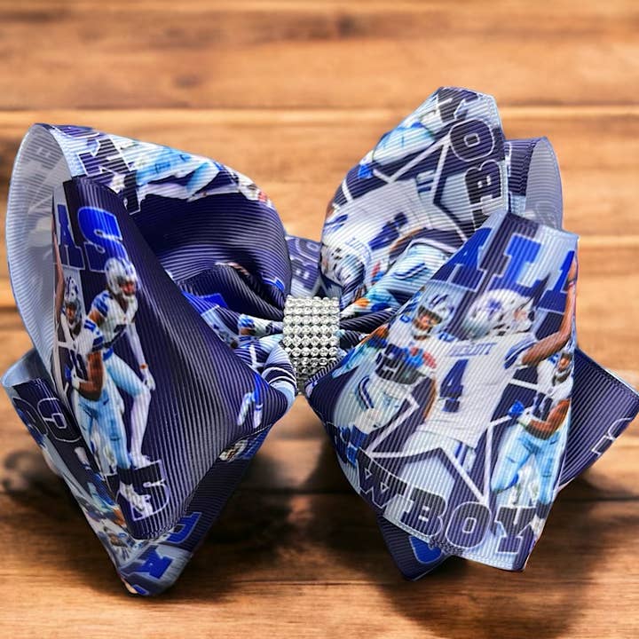 Kids Charm Online - Wholesale Hair Bow - Kids - COWBOYS PRINTED HAIR BOW W/ RHINESTONES. BW-DSG-941 4PCS/$10