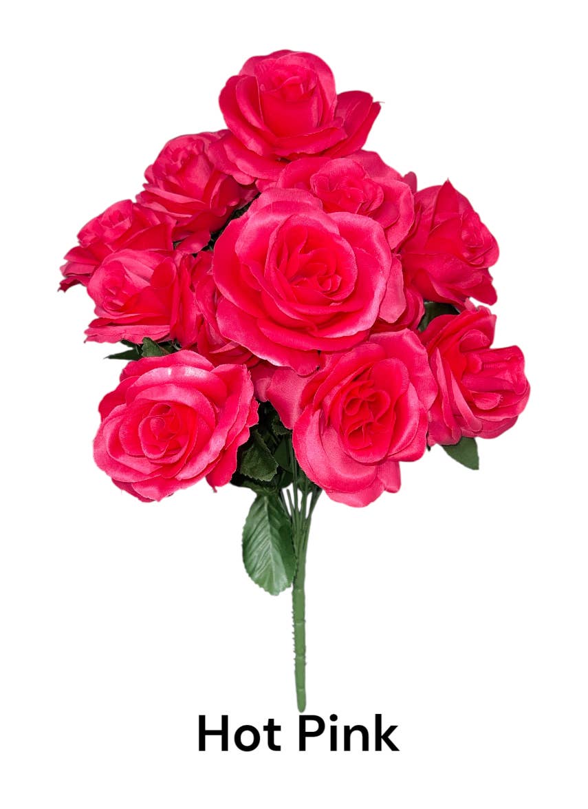 Thompson Wholesale - Wholesale Artificial Flowers - Color Fast Lillian Open Rose Bush (30 PK)19
