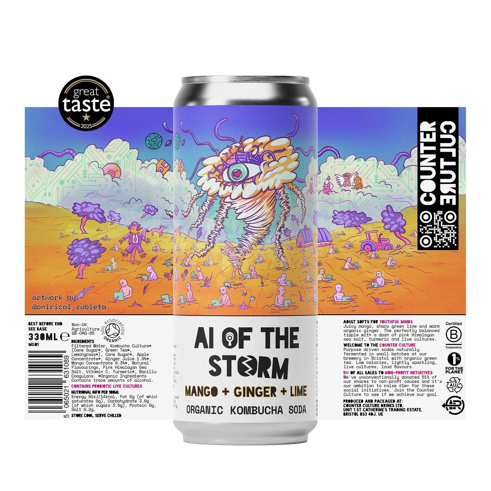 Counter Culture Drinks – Kombuchá por atacado – Counter Culture - Kombucha Soda Orgânica de Manga + Gengibre + Lima 330ml