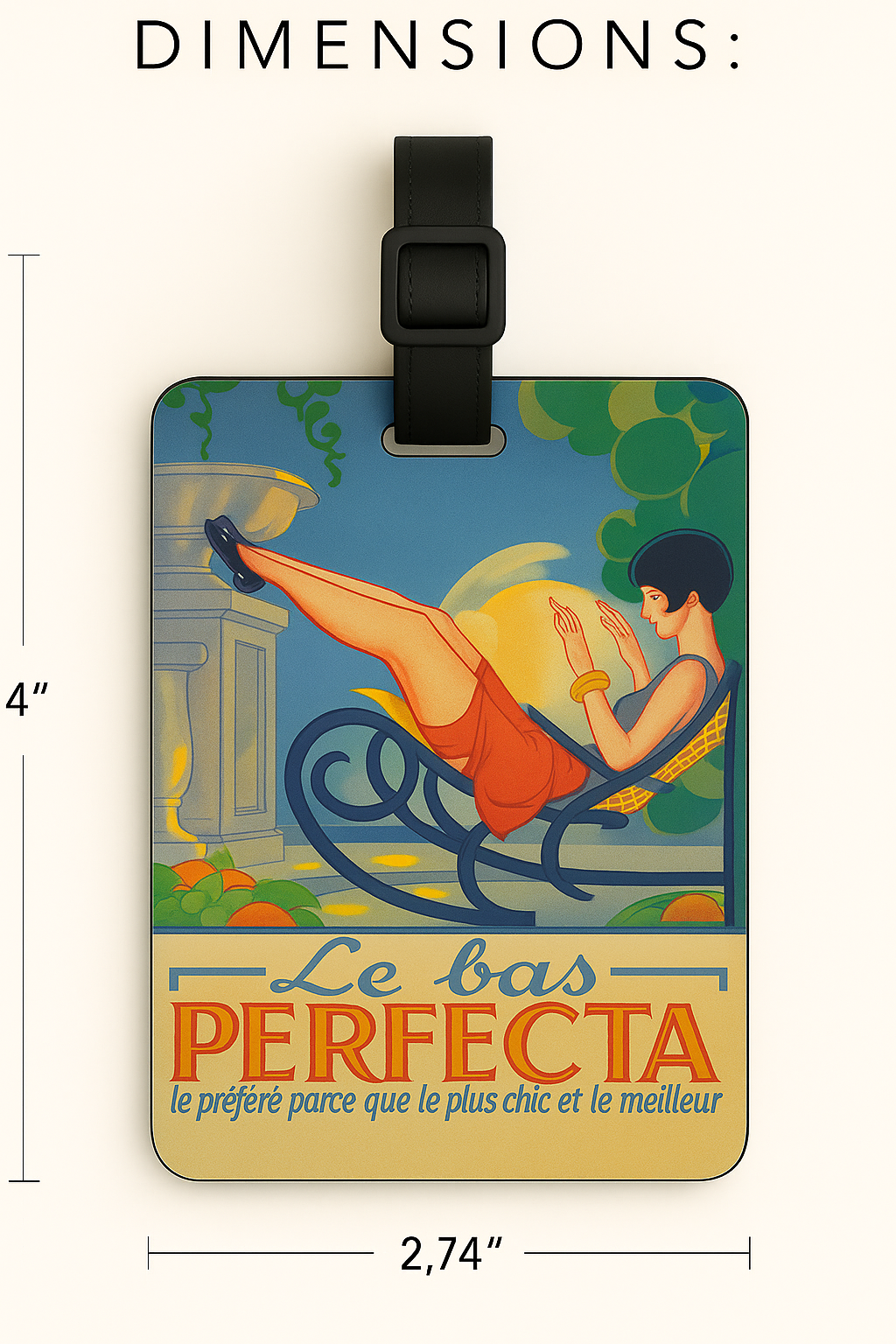 Jolitee - Vente Étiquette pour bagage - Étiquettes de bagages en cuir végétalien : Art d'affiche vintage2