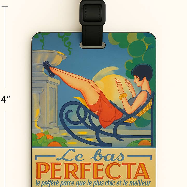 Jolitee - Vente Étiquette pour bagage - Étiquettes de bagages en cuir végétalien : Art d'affiche vintage2