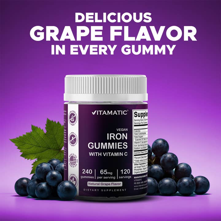Vitamatic - Wholesale Oral Supplement/Vitamin - Vitamatic| Iron 65 mg Gummies Supplement | 240 Vegan Gummies7