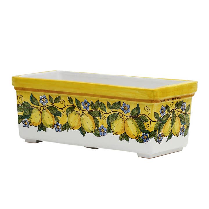 Artistica - Deruta of Italy - Wholesale Planter Box - SICILIA: Jardiniere from Caltagirone YELLOW Lemon Design2