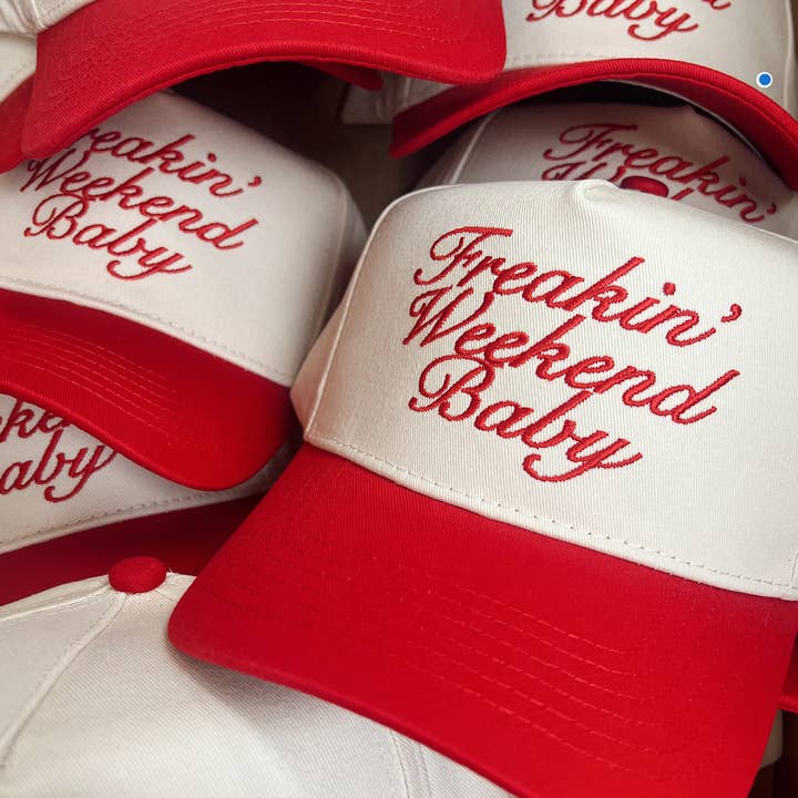 KENZKUSTOMZ - Wholesale Trucker Hat - Women's - Freakin' Weekend Baby - Black Vintage Trucker Hat