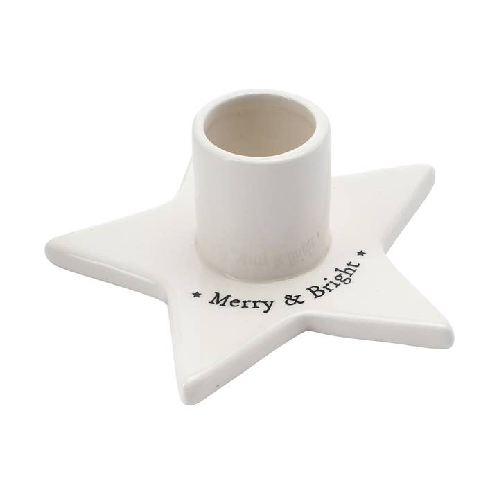 Winter Wishes 'Merry & Bright' Candlestick Holder for wholesale by CGB Giftware