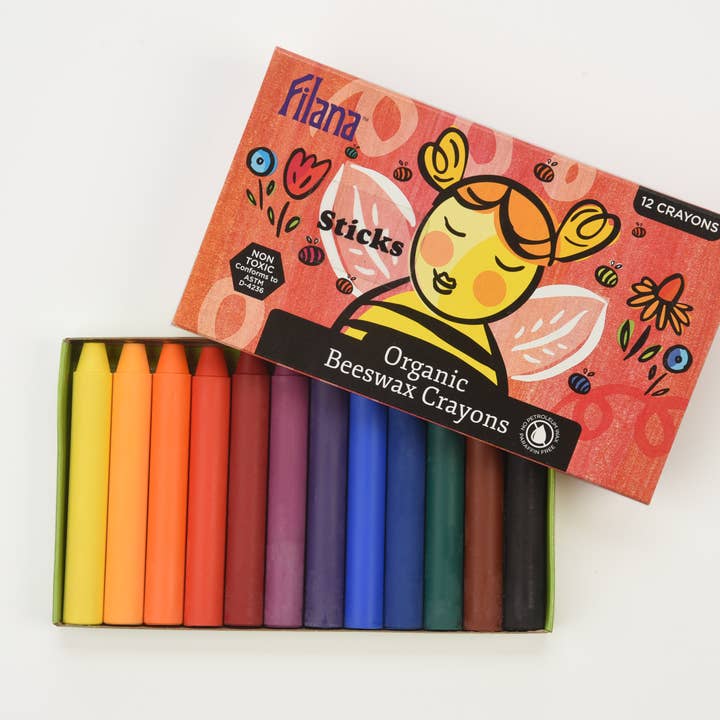 FILANA Organic Beeswax Crayons: 12 Classic Colors in Stick for wholesale by Filana Organic Beeswax Crayons