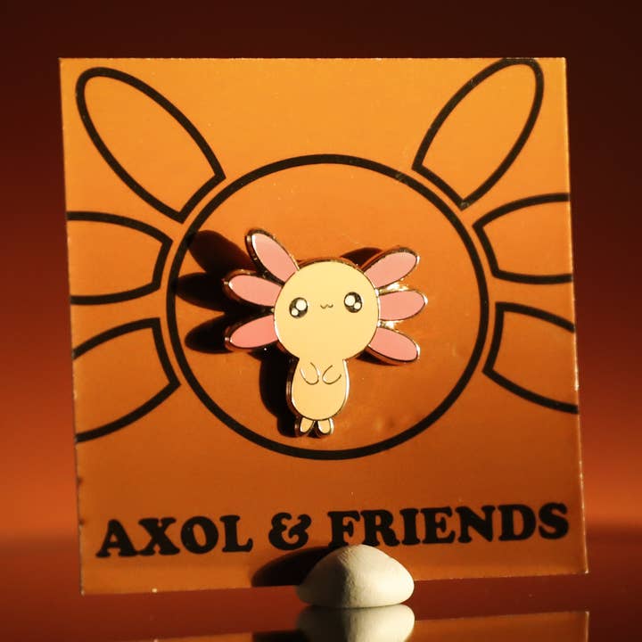 Alfiler amarillo de Axol the Axolotl, esmalte duro, dorado para venta al por mayor de Axol & Friends