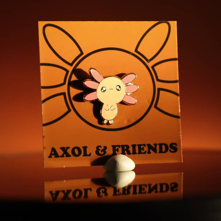 Alfiler amarillo de Axol the Axolotl, esmalte duro, dorado para venta al por mayor de Axol & Friends