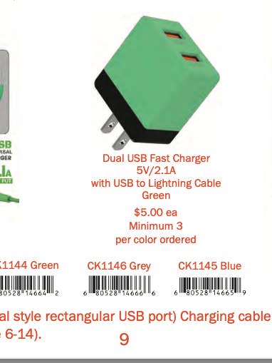 FAST CHARGER ADAPTER USB TO LIGHTING for wholesale by sanis enterprises, inc