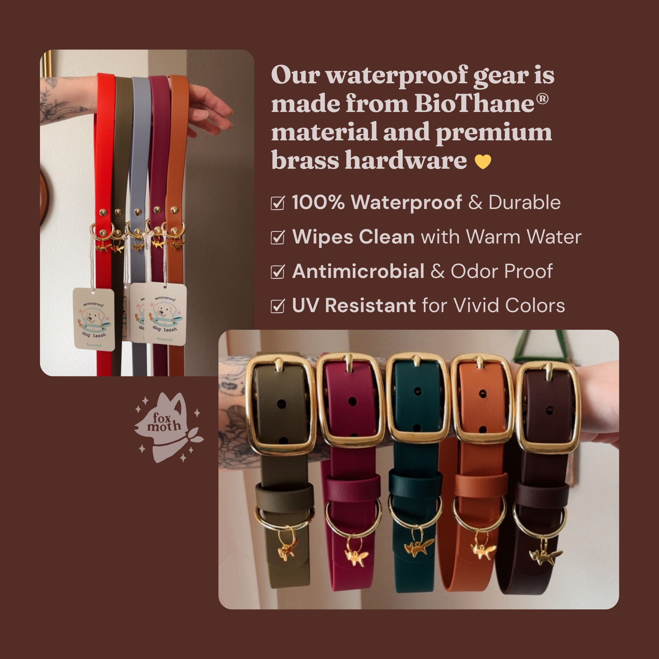 FoxMoth - Venta al por mayor Correa - Perros - Correa para perro moderna e impermeable de Biothane [3/4", más de 17 colores]5